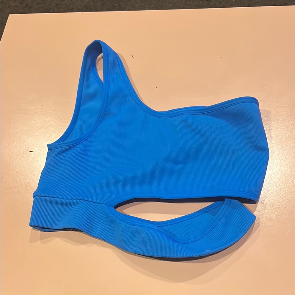 Blue One-Shoulder Sports Bra